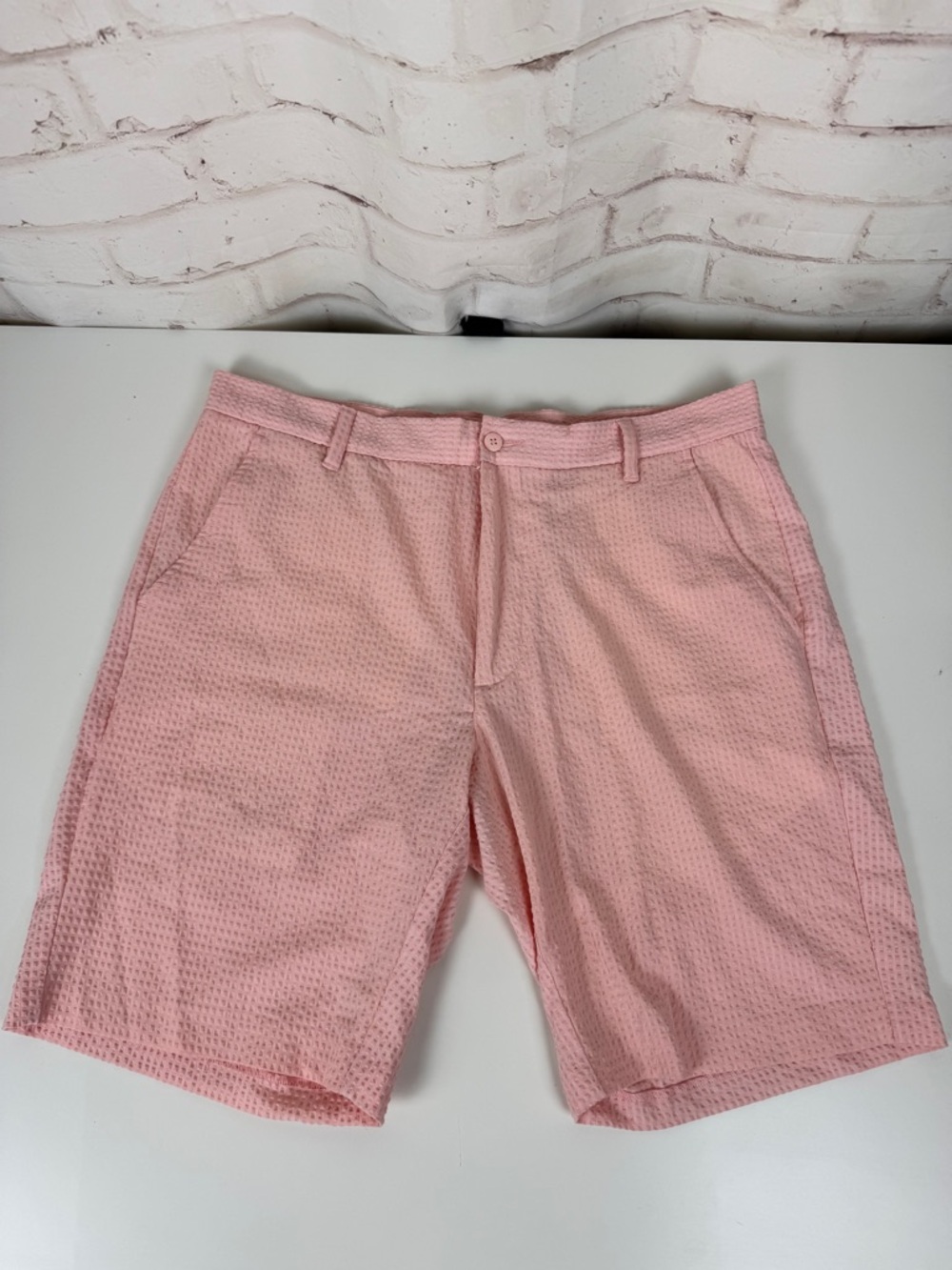 FootJoy FJ  Seersucker Golf Shorts Men 36 Peach Performance EUC!!!!!